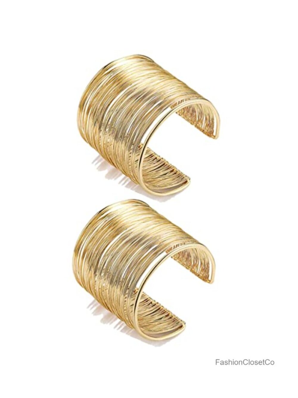 Open Cuff Bangle Bracelet Set - Gold Adjustable Wrap Bracelet for Women